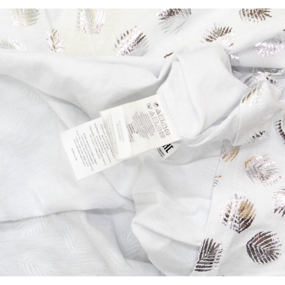 NWT Michael Michael Kors Plus Size Metallic-Print Flare-Sleeve Top White 1X - Picture 5 of 9